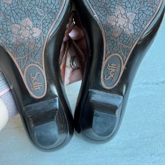 Sofft Brown Leather Kitten Heel Sandals Size 8.5 - Picture 10 of 10
